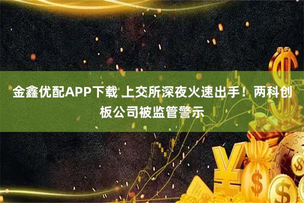 金鑫优配APP下载 上交所深夜火速出手！两科创板公司被监管警示